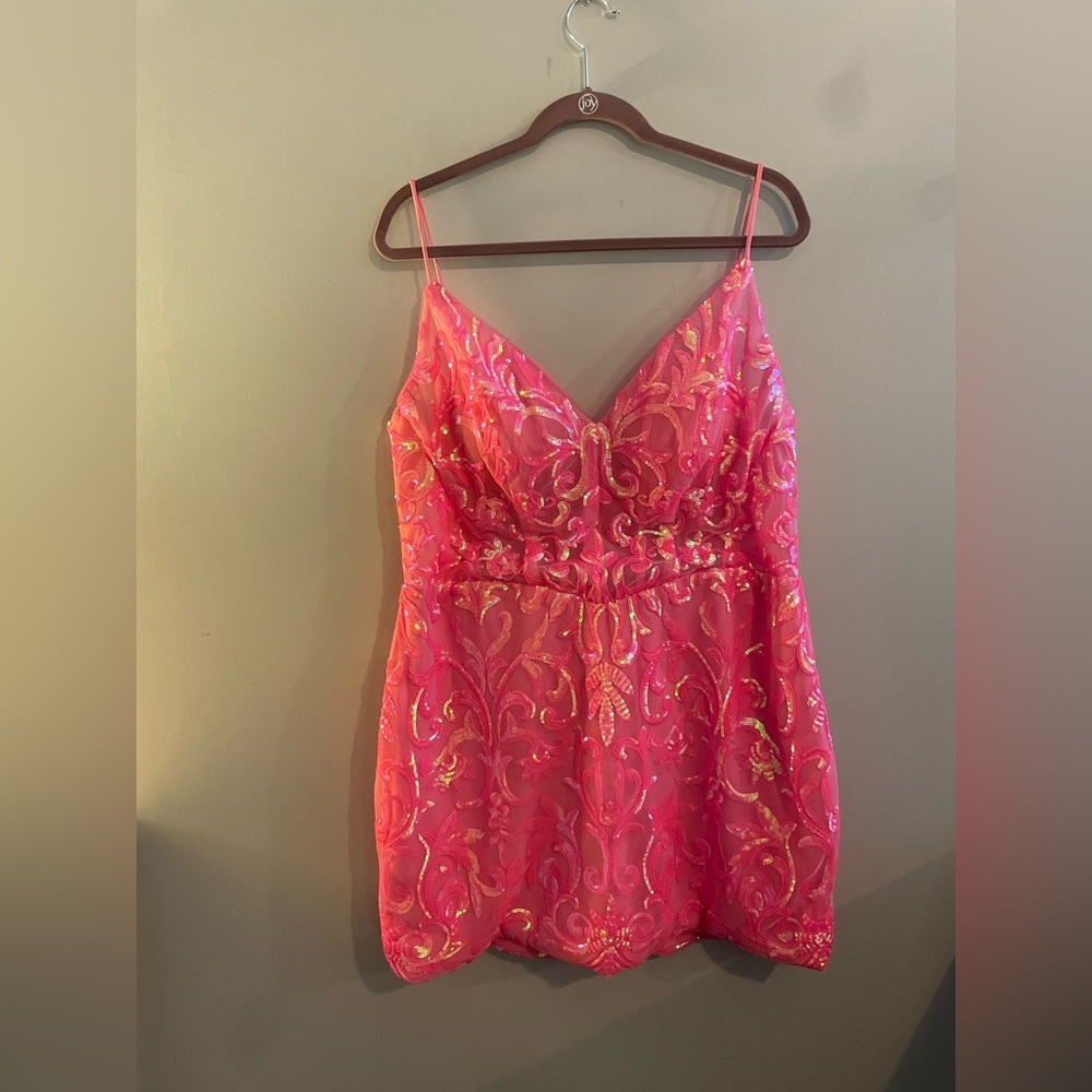 Hot Pink Sparkly Sequin Homecoming Mini Bodycon Dress